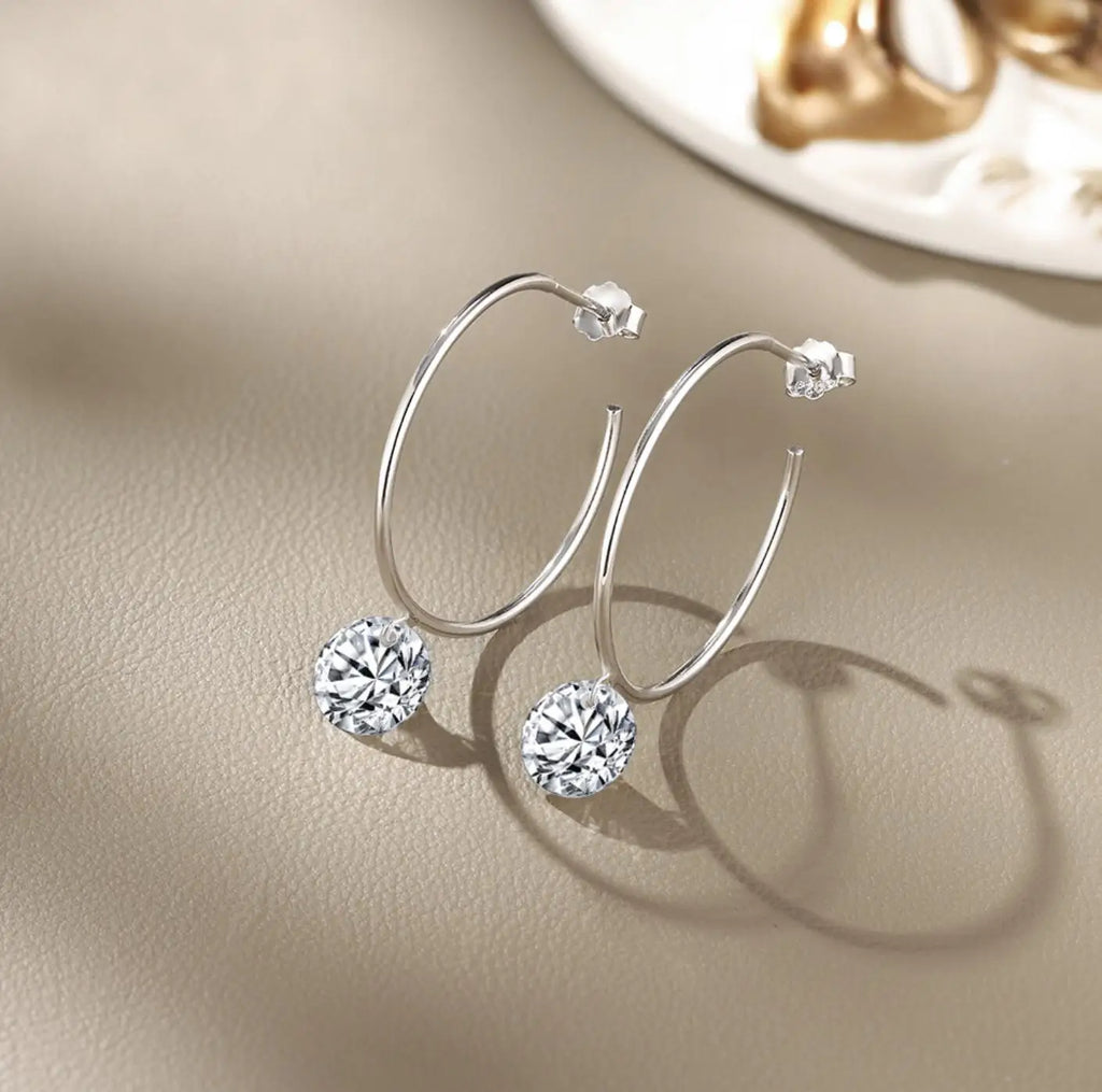 New Certified Moissanite Earrings 2.0ct D Color Lab Created Diamond 925 Sterling Silver Drop Earrings For Women Hoop Ear