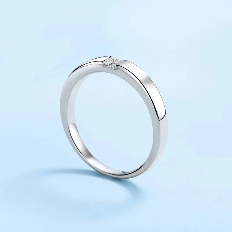 LOVERS Wedding Band 18K White Gold Women Men Engagement Rings 0.3CT Moissanite Diamond Girl Birthday Gift Daughter Adult's Day