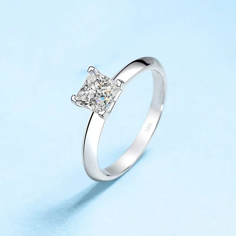 Engagement Women 18K White Gold Wedding Band 1/2CT Moissanite Diamond Girl Birthday Gift PT950 Platinum Valentine's Day Rings