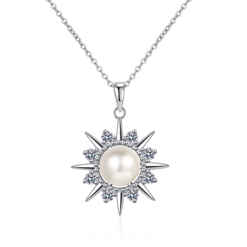 Moissanite Pendant Pearl Necklace