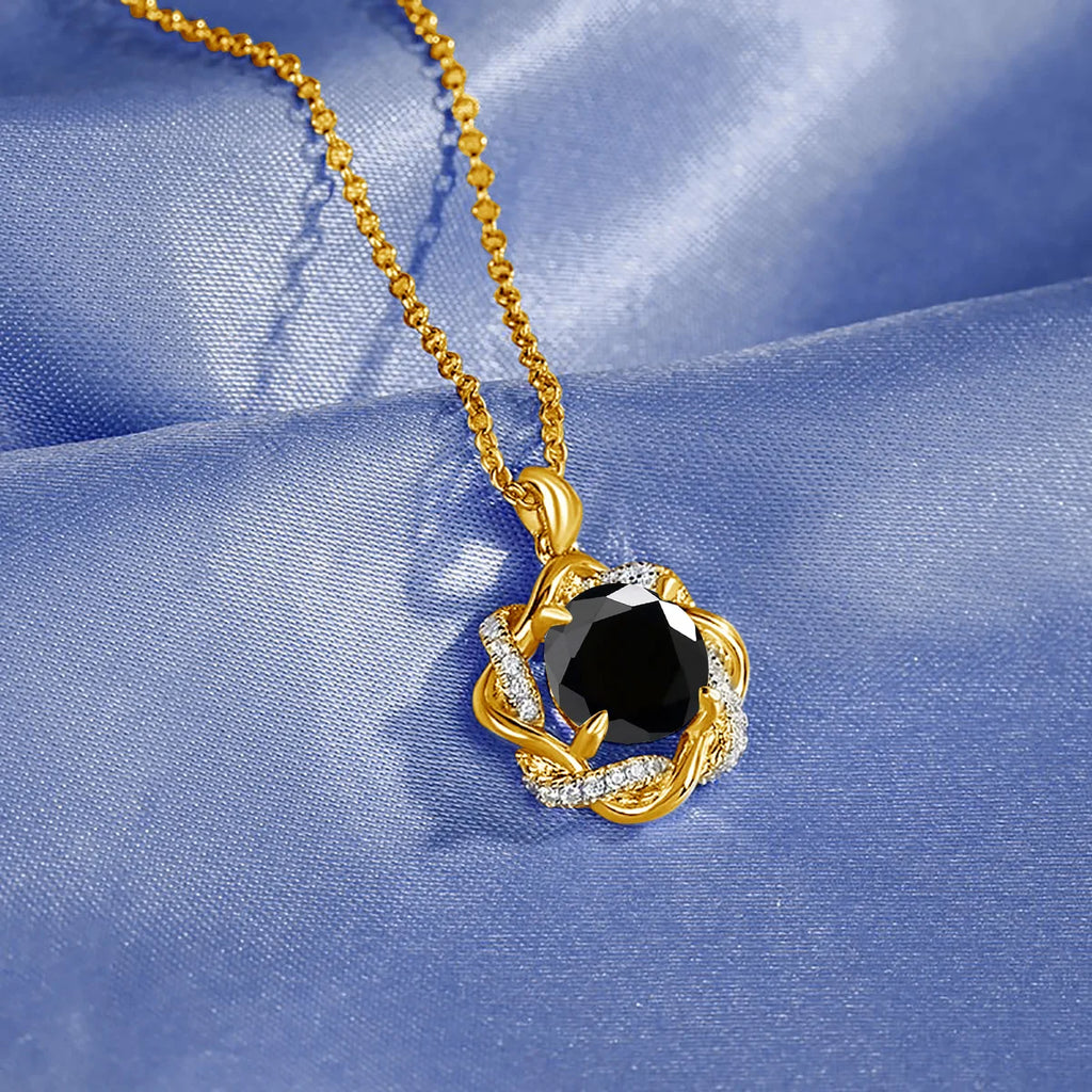 3ct 9mm Black Moissanite Necklace For Women Solid Silver 925