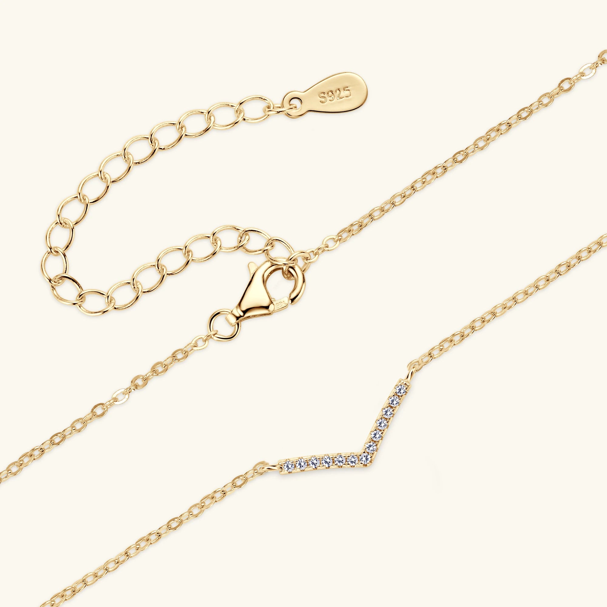 925 Sterling Silver Moissanite V-shaped Necklaces For Women 18K White/Yellow Gold Plated Choker Necklace Dainty Jewelry Gifts