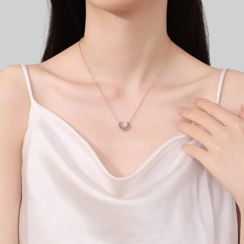 Daughter Birthday Gift 18K Rose Gold Women Wedding Necklaces 0.66CT Moissanite Diamond Girl Friend Valentine's Day Fine Jewelry