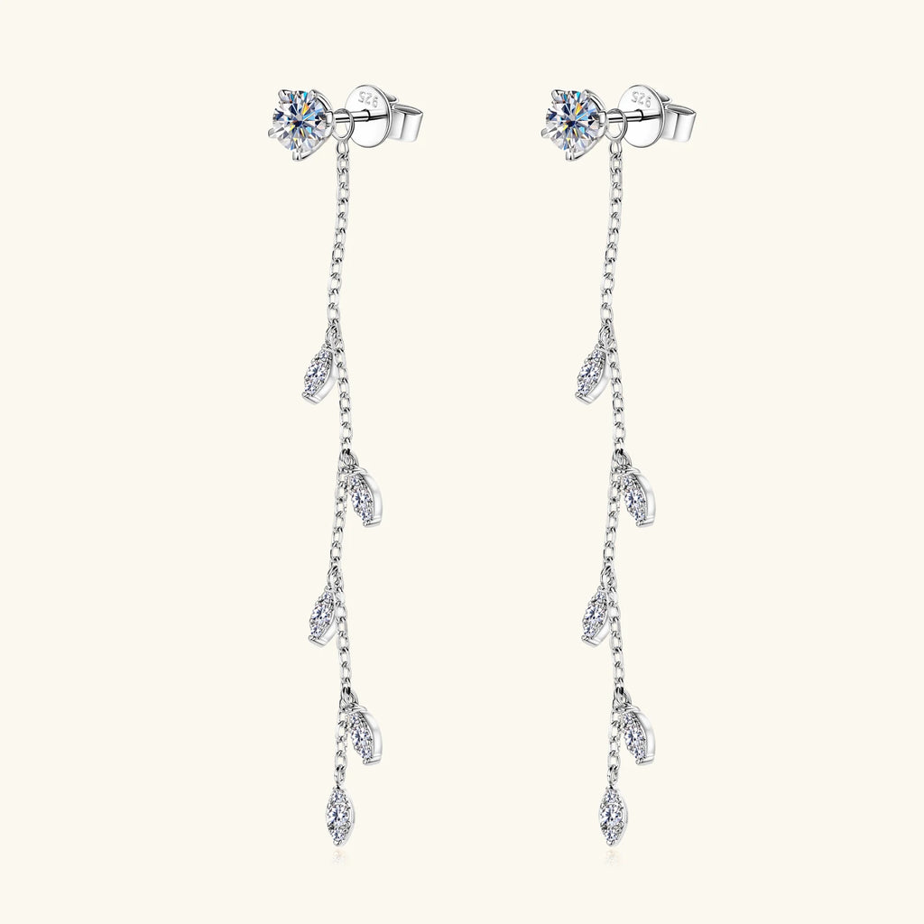 Long Tassel All Moissanite Drop Earrings for Women GRA Certified D VVS1 Lab Diamond 925 Sterling Silver Dangle Earring