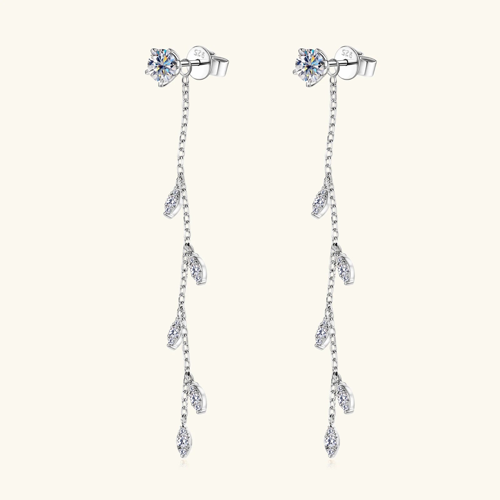 Long Tassel All Moissanite Drop Earrings for Women GRA Certified D VVS1 Lab Diamond 925 Sterling Silver Dangle Earring