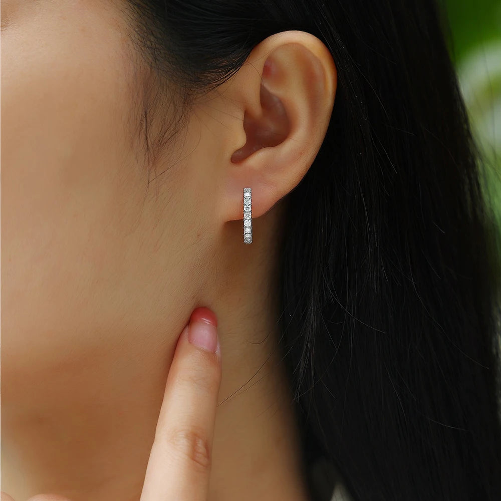 18K Plated Moissanite Earrings for Women Original Certified 925 Sterling Silver Hoop Earrings Minimalist Trendy Piercing Jewelry