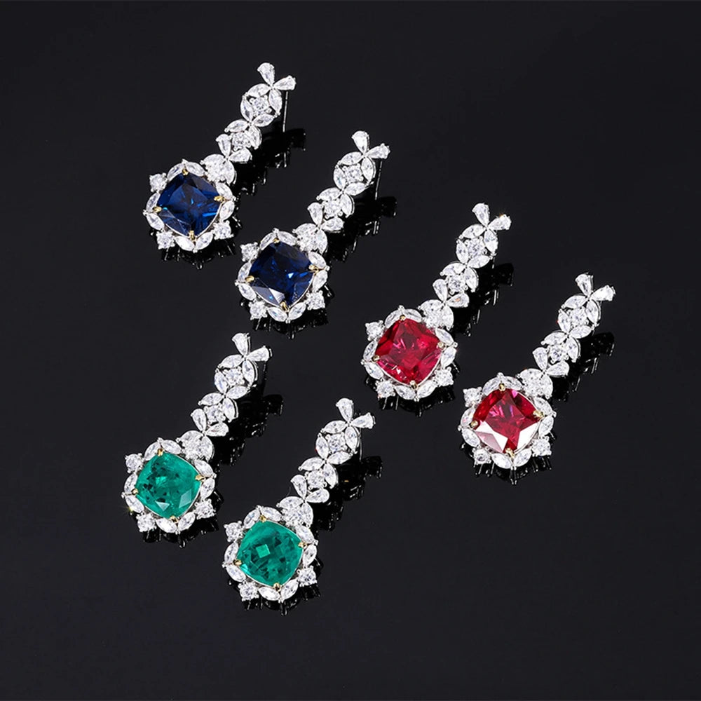 Drop Earrings Gem Created Moissanite