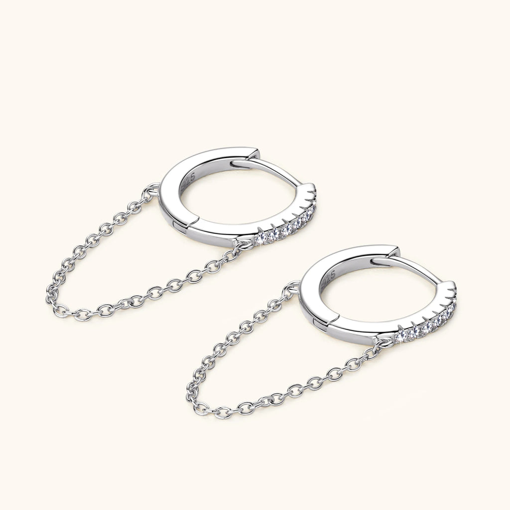 Hoops Long Tassel Earrings 1.2mm All Moissanite Chain Drop Earrings 925 Sterling Silver Ear Studs For Women Jewelry