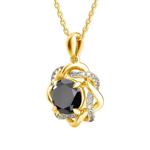 3ct 9mm Black Moissanite Necklace For Women Solid Silver 925