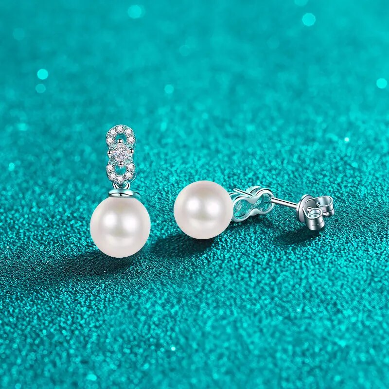 Moissanite Pearl Drop Earrings