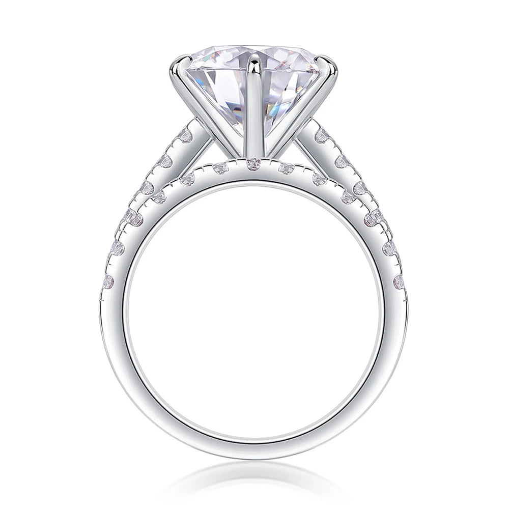 Big Moissanite Diamond Rings Set 925 Sterling Silver 5ct D Color