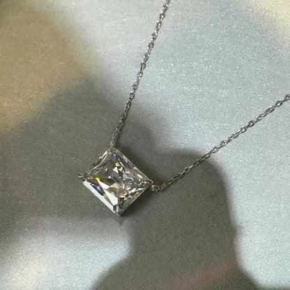 10CT Radiant Cut G Color High Carbon Diamond Gemstone Pendant Necklace 100% 925 Sterling Silver