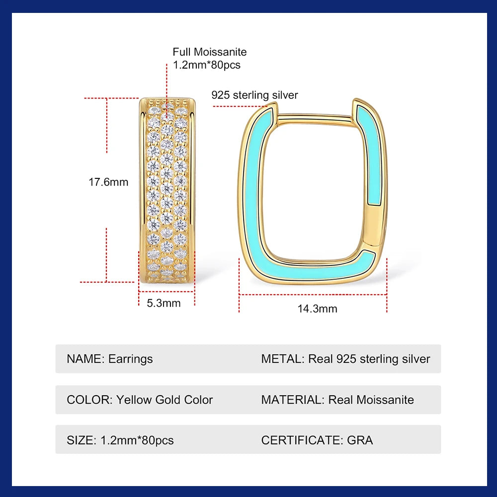 Hoop Earrings, Huggie Hoops 925 Sterling Silver Earrings for Women Sparkling Wedding Party Jewelry 1.2mm Moissanite