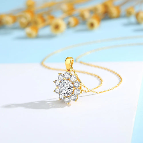 1ct Moissanite Necklace 18k Gold 100% With Certificate
