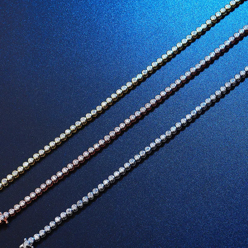 18k Plated 2mm Bubbles Moissanite Tennis Bracelet for Women Luxury Bangles 100% Sterling Silver 925 Full Diamonds Chain