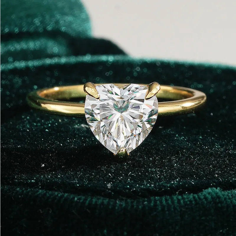 Lover Valentine's Day 18K Gold Women Wedding Band 2CT Heart Moissanite Diamond Girl Birthday Gift Lady Engagement Fine Jewelry