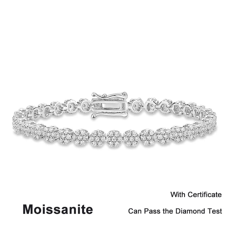 Full Moissanite Tennis Bracelets for Woman 925 Sterling Silver Lab Diamond Women's Hand Bracelet Chain Luxury Jewelry