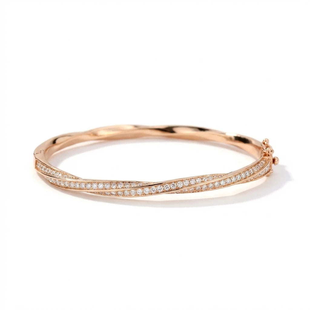 Moissanite Twisted Bangle | D VVS1 S925 Silver Bracelet