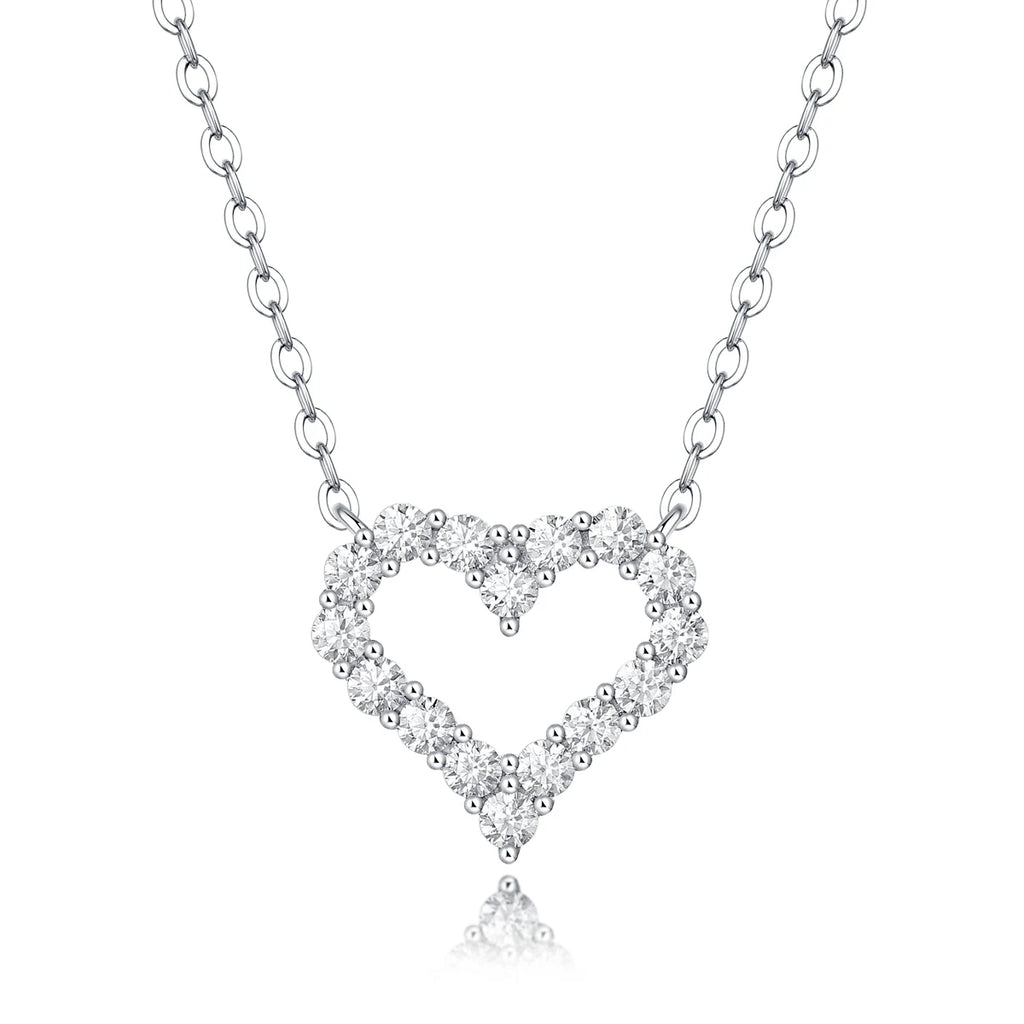 Heart Shaped Moissanite Pendant Necklace for Women S925 Silver Diamond Clavicle Chain Birthday Party Jewelry Gift Korean Fashion
