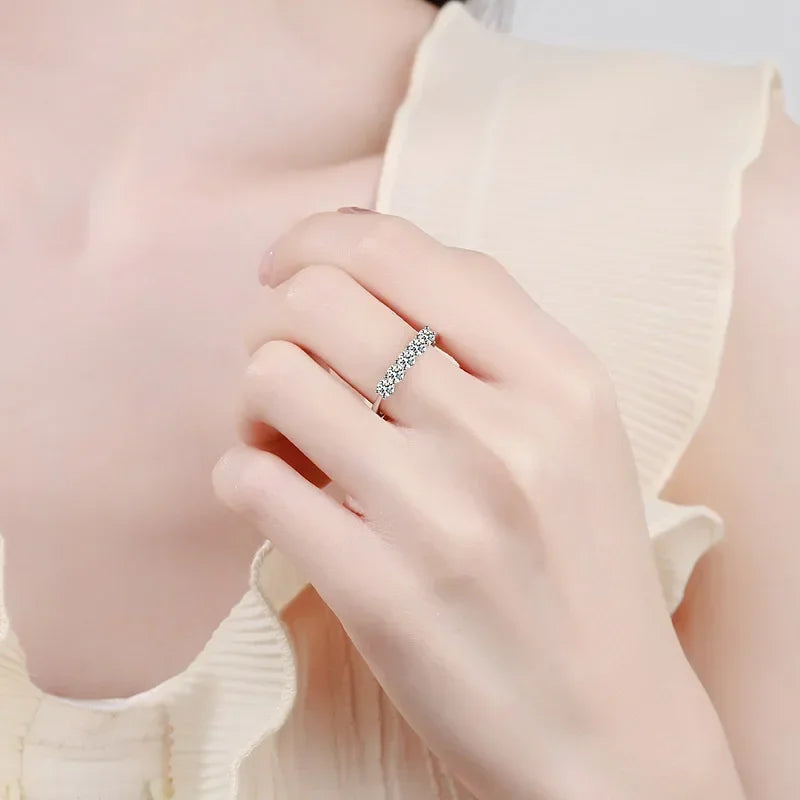 Girl Birthday Gift Rings 18K White Gold Women Wedding Band 0.5CT Moissanite Diamond Engagement PT950 Platinum Valentine's Day