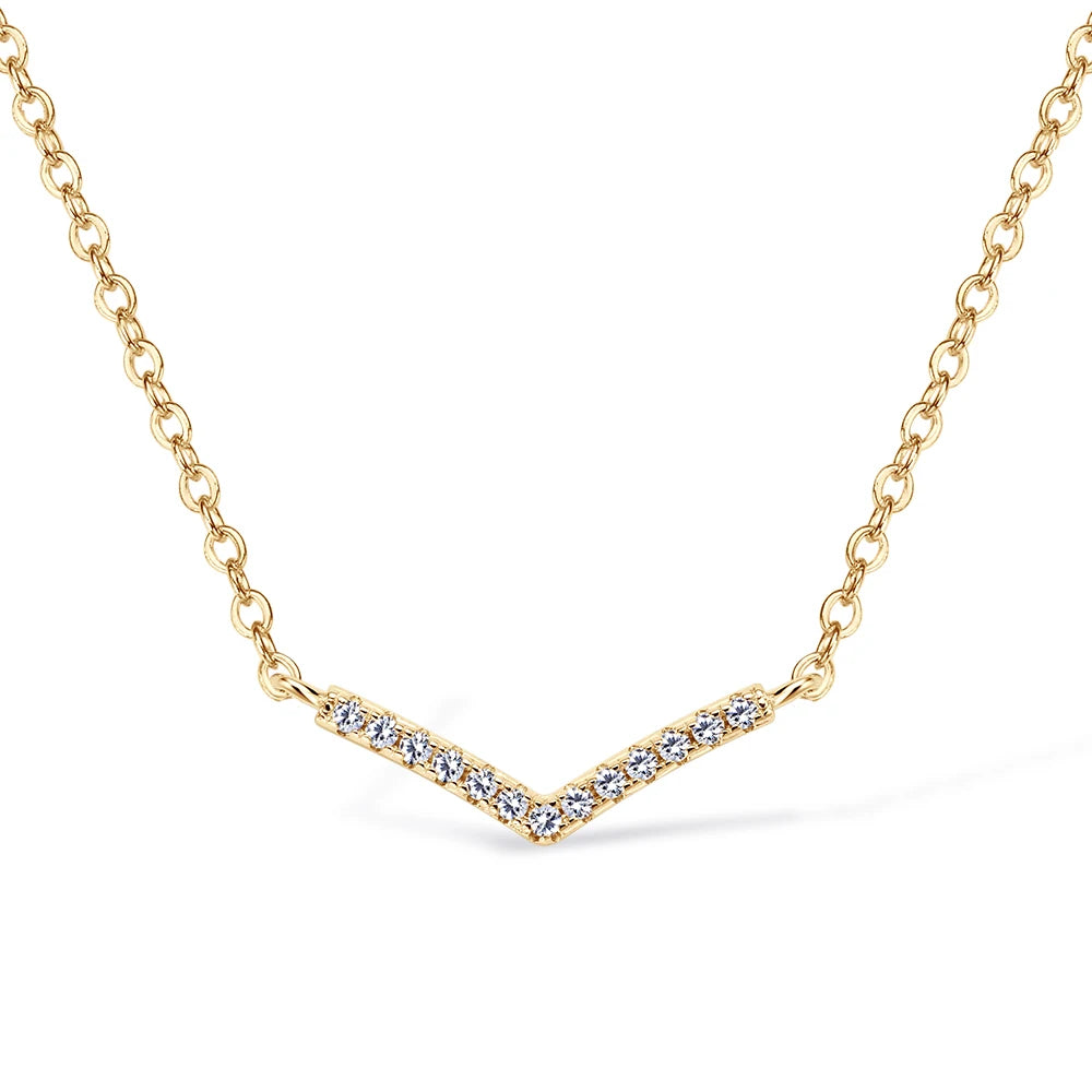 925 Sterling Silver Moissanite V-shaped Necklaces For Women 18K White/Yellow Gold Plated Choker Necklace Dainty Jewelry Gifts