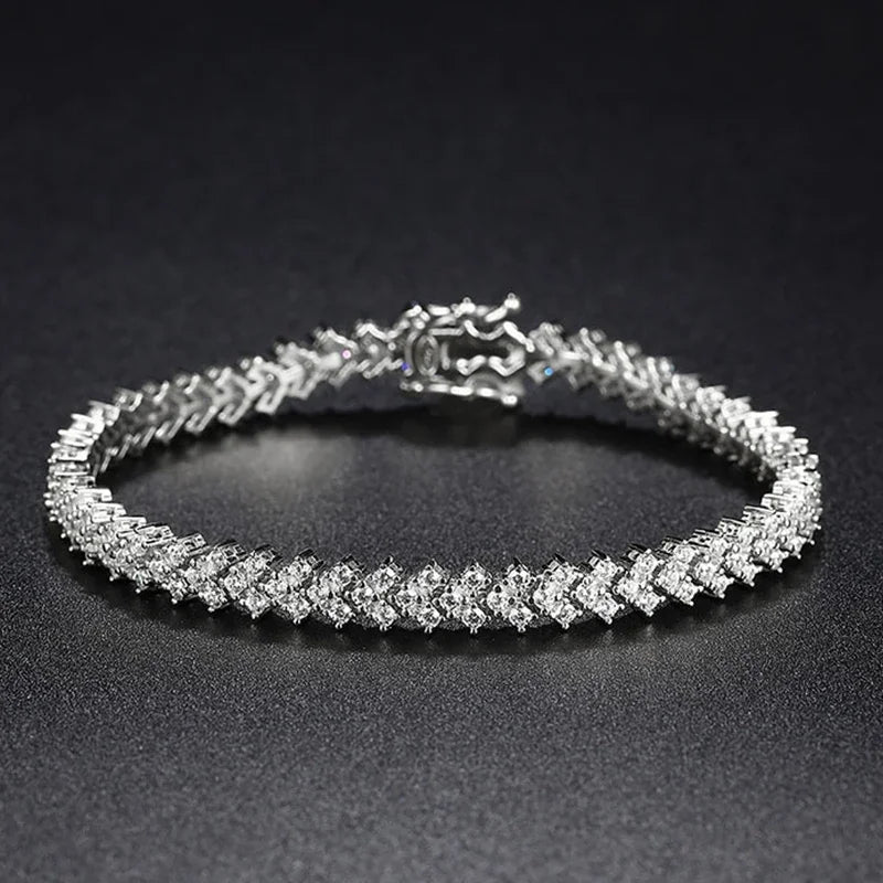 Moissanite Tennis Bracelet 925 Sterling Silver Lab Diamond Bracelets with White Gold Plated  Fine Jewelry For Women
