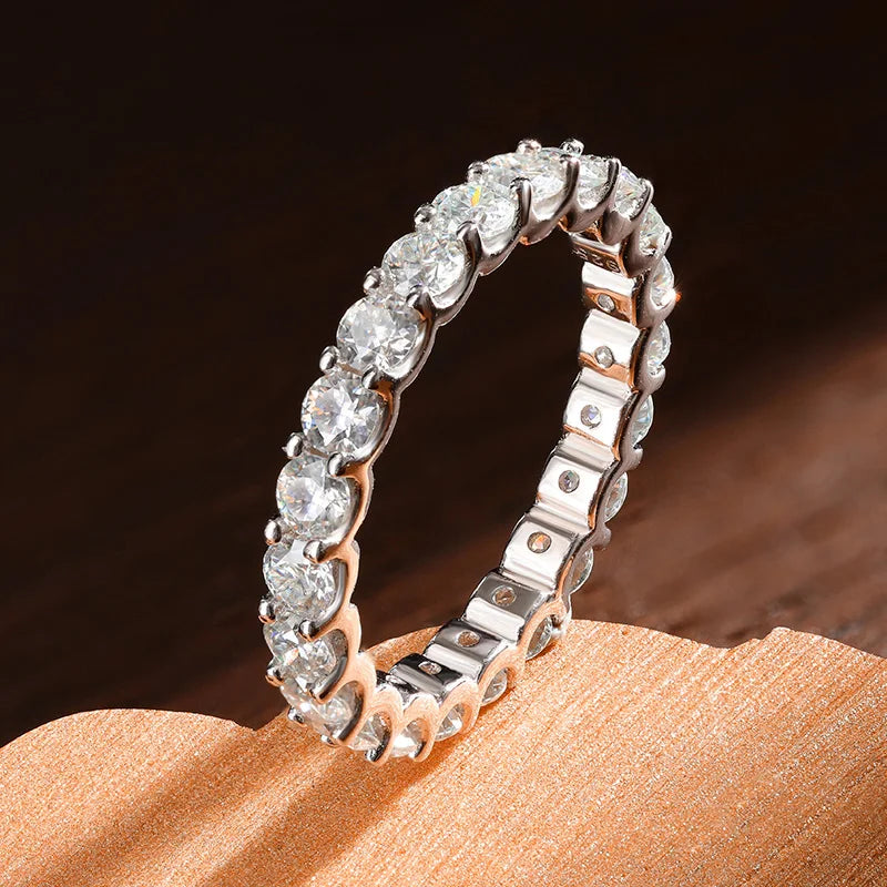 Full Moissanite Eternity Band - D VVS1 S925 Silver 2mm-3mm