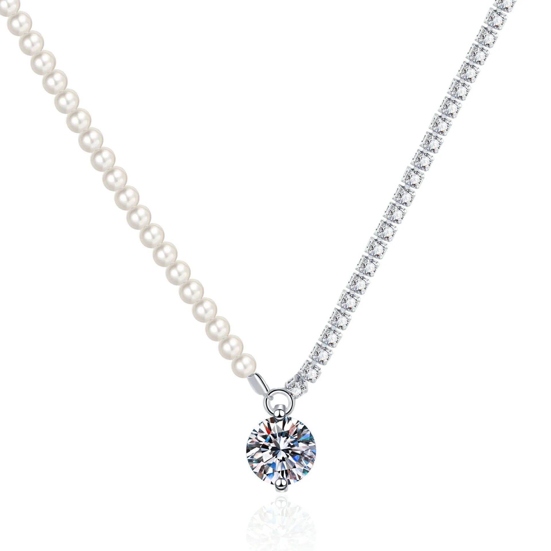 Moissanite PT950 Platinum collarbone chain Korean version of the light luxury niche claw chain shell beads moissanite collarbone