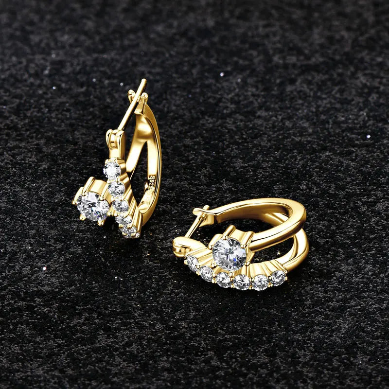 Moissanite Earring Original 925 Sterling Silver Hoop Earrings