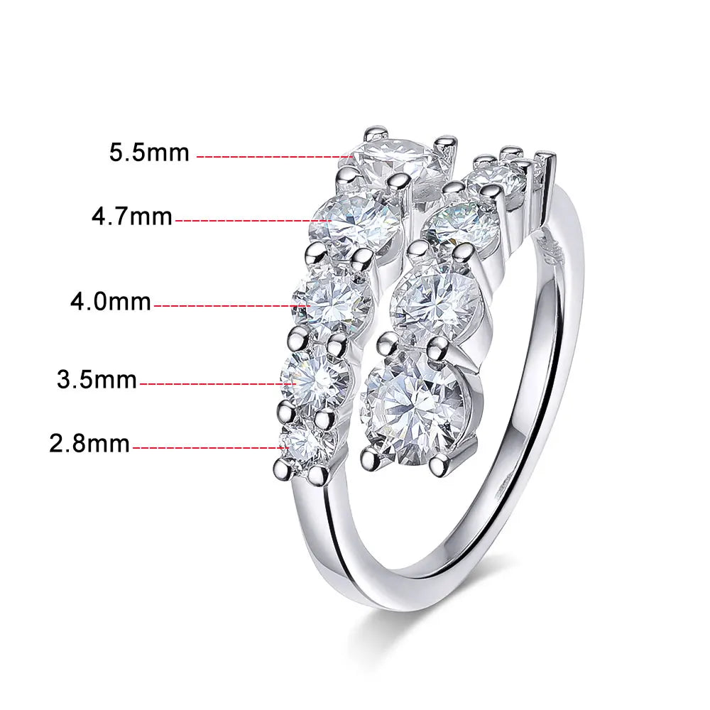 D VVS1 Moissanite Solitaire Ring - S925 Silver 0.5ct - 3ct