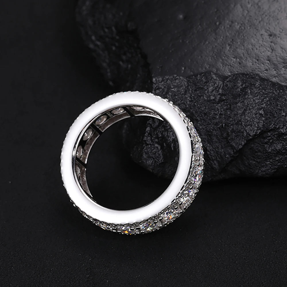 4mm D Color all Moissanite Rings for Women Men 100% S925 Sterling Silver Plated 18K