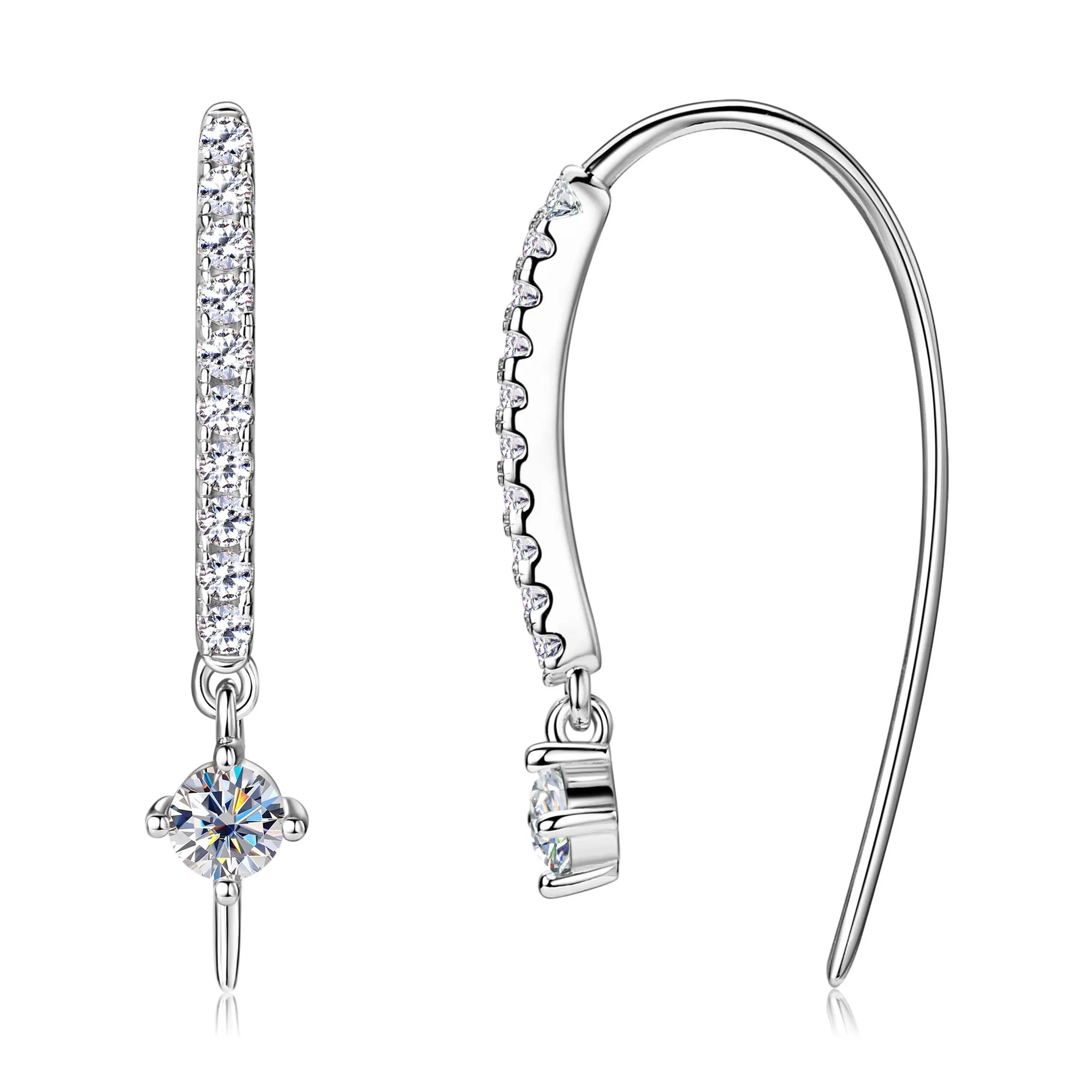 18K Plated Full Moissanite Earrings for Women Original Certified 925 Sterling Silver U-shaped Stud Earring