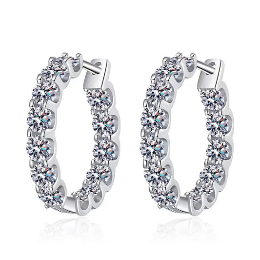 2.4ct Moissanite Hoop Huggie Earrings