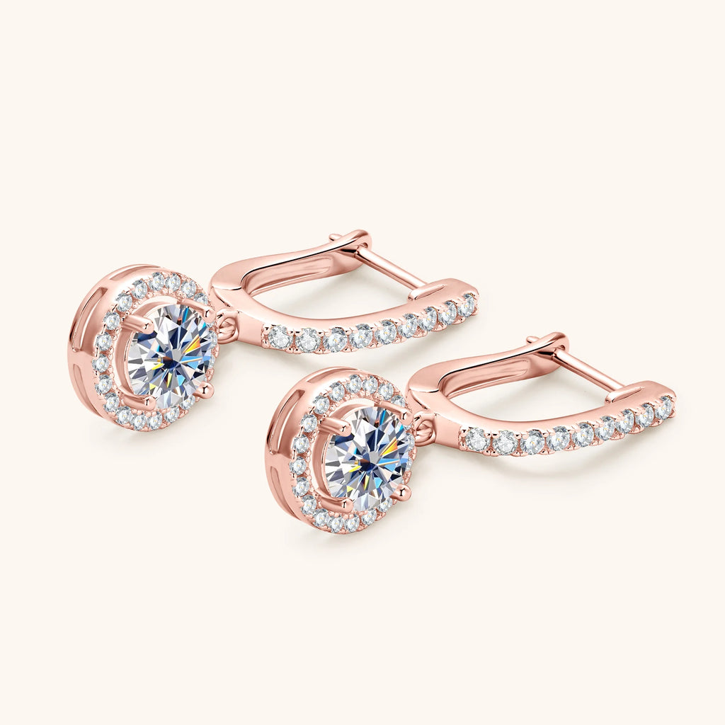 Moissanite Earrings for Women 100% 925 Sterling Silver Plated 1 Carat D Color 14k Gold Wedding  Jewelry with GRA Certified