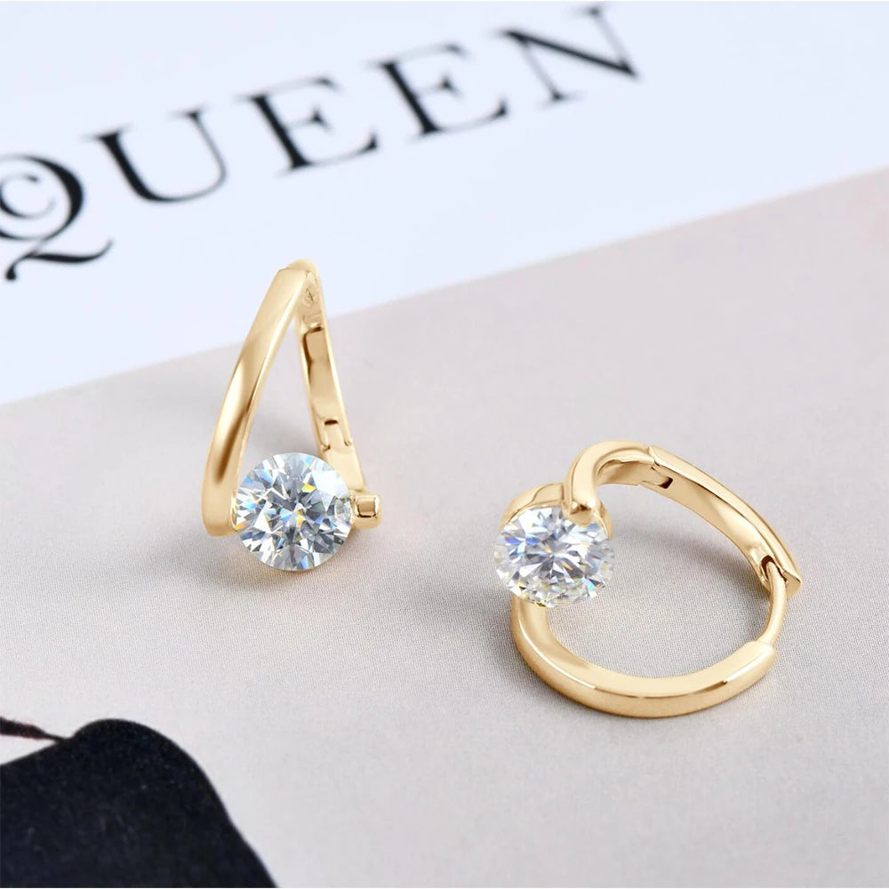 Moissanite Earrings for Women 925 Sterling Sliver Twisted Hoop Earring 1.0ct D Color Wedding Party Fine Jewelry GRA