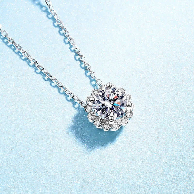 Women Wedding 18K White Gold Wife Valentine's Day Necklaces 1CT VVS D Color Moissanite Diamond PT950 Platinum Girl Birthday Gift