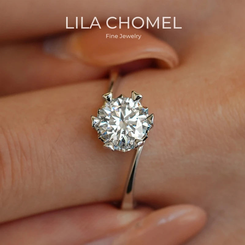 Women Engagement 18K White Gold Wedding Band 1/2CT Moissanite Diamond Girl Birthday Gift PT950 Platinum Valentine's Day Rings