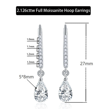 2.126cttw Full Moissanite Hoop Earrings