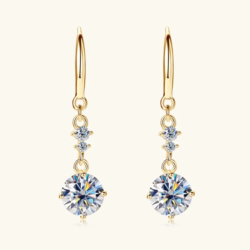 S925 Silver Moissanite Drop Earrings 1 Carat D Color VVS1 Moissanite Diamond