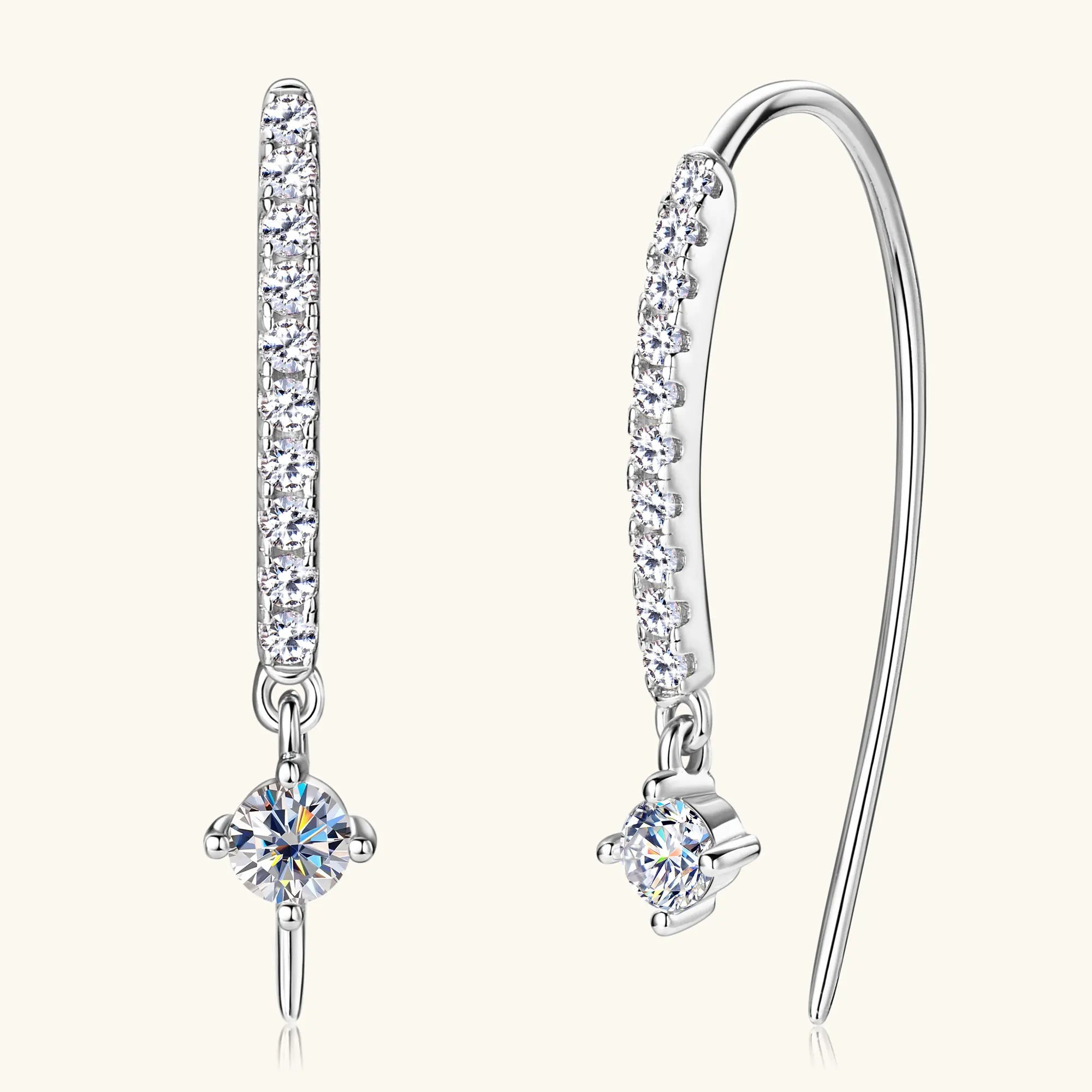 18K Plated Full Moissanite Earrings for Women Original Certified 925 Sterling Silver U-shaped Stud Earring