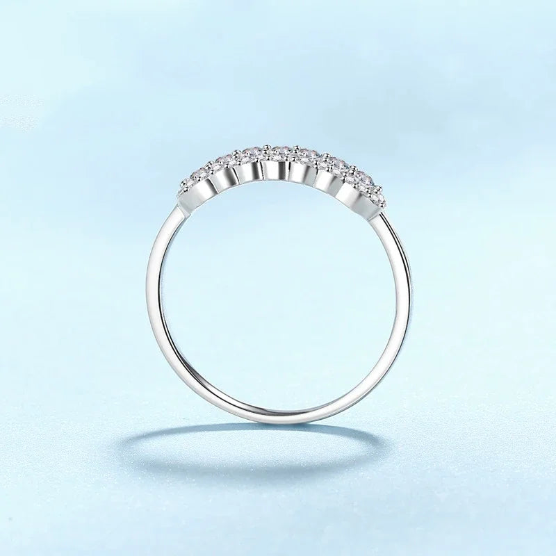 Daughter 18K White Gold Birthday Gift Rings 0.37CT Moissanite Diamond Girl Valentine's Day PT950 Platinum Women Wedding Band