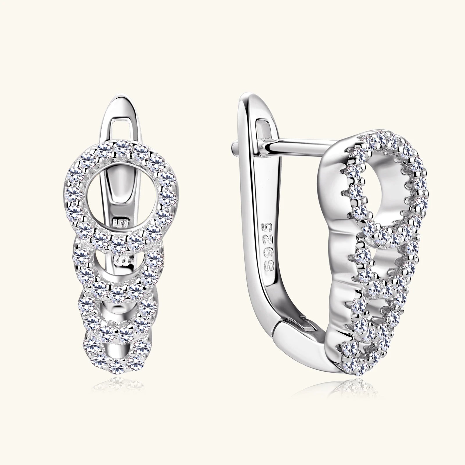 Full Moissanite Diamond Hoops Earrings For Women 100% 925 Silver Sparkling Diamond Ear Stud Fine Jewelry Gift