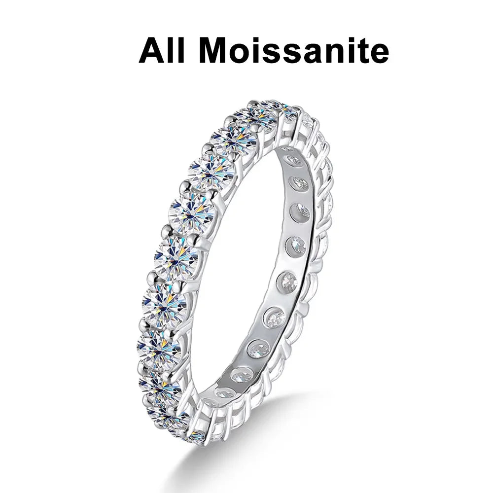 D VVS1 Moissanite Eternity Band - S925 Sterling Silver 3mm