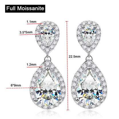 Full Moissanite Water Drop Tassel Earring