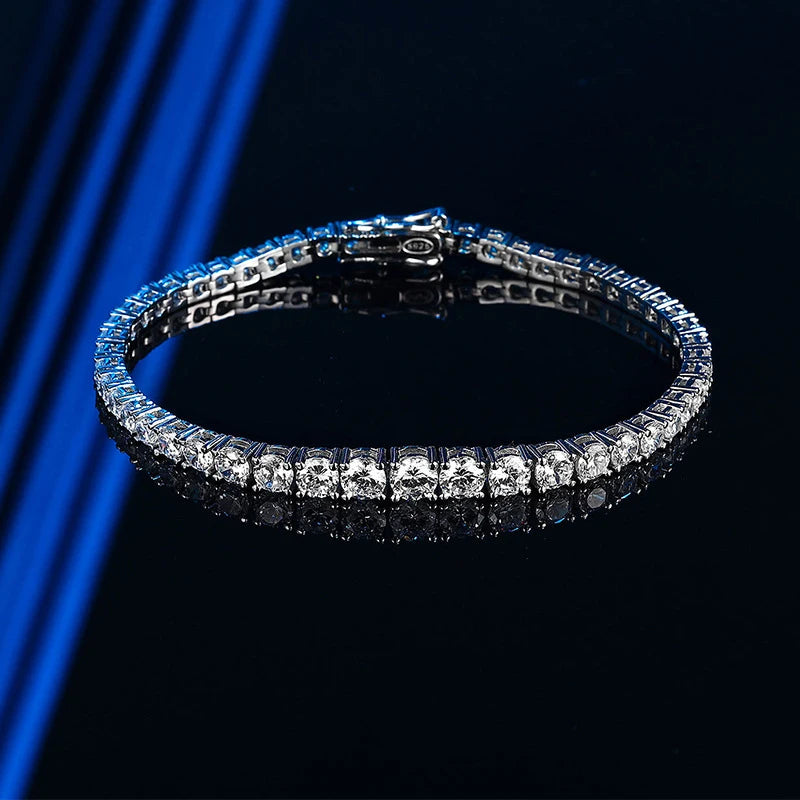 Full Moissanite Tennis Bracelet S925 Sterling Silver D VVS1 with White Gold Plated Bracelets for Women Man