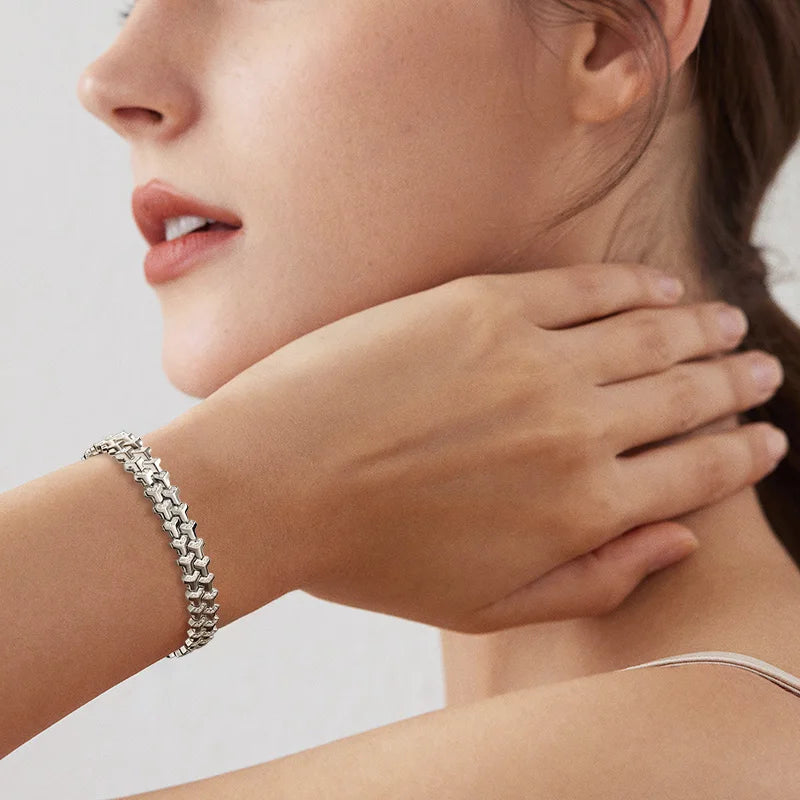 Moissanite Tennis Bracelet for Women Man Solid s925 Sterling Silver Plated 18k White Gold 8.5mm