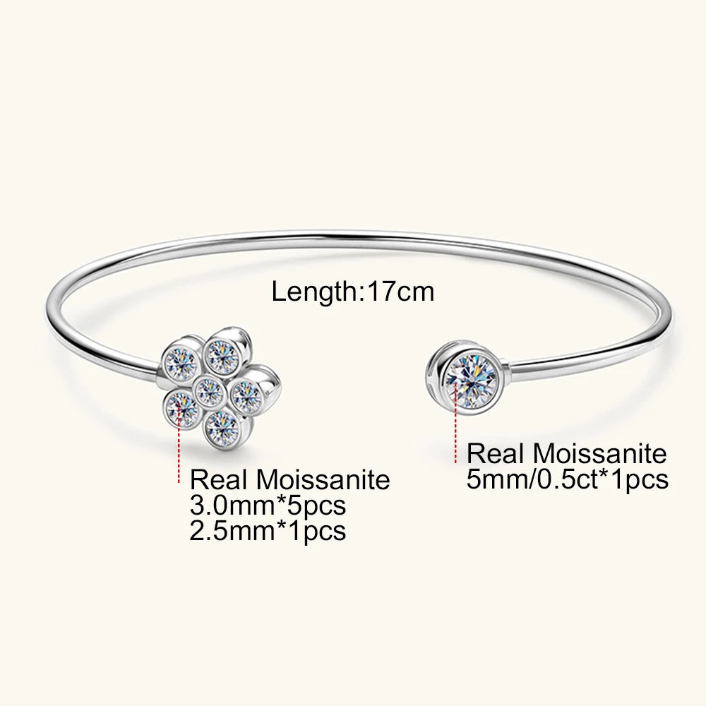 Moissanite Bangle Bracelet 18K Gold Plated 925 Sterling 0.5CT Silver Classic Bangle Bezel Set Diamond Bracelet for Women Gifts