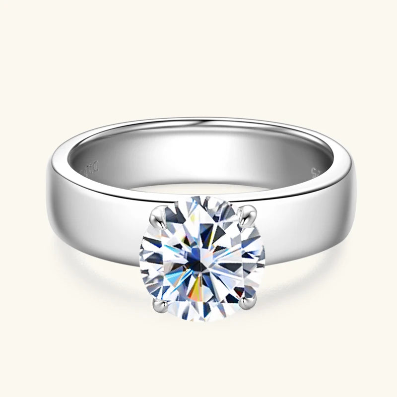 925 Sliver 2ct 8mm Moissanite Ring 18k Gold Plated