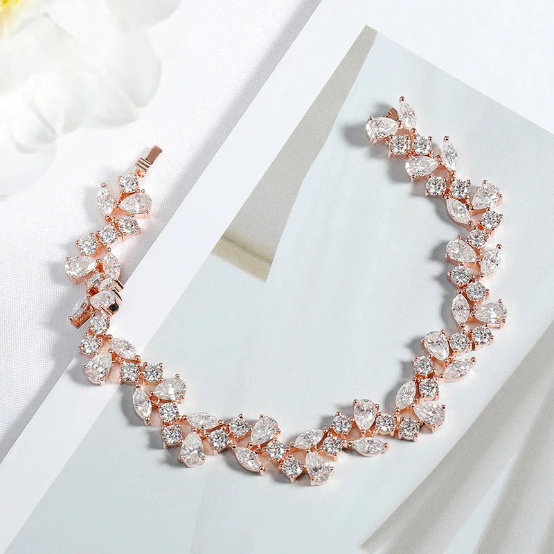 Luxury Water Drop Moissanite Bracelet Wedding Female Jewelry Full Diamond Sterling Silver Bangle Plated 18K 16.8-20.4CTTW