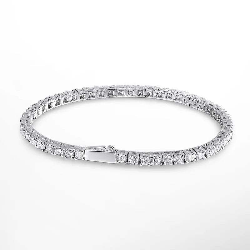KNOBSPIN D VVS1 Moissanite Tennis Bracelet Original s925 Sterling Silver Plated 18k White Gold with GRA Bracelets for Women Man
